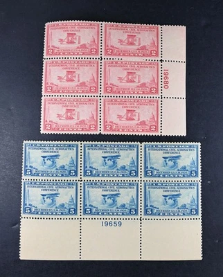 USA Scott # 649-650 Plate Blocks of 6 F-VF OG NH Stamps Cat $77 - Image 1 of 3
