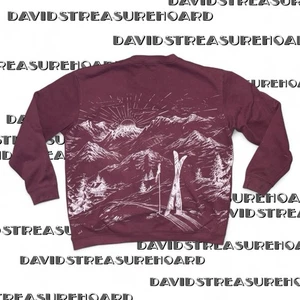 Y2K Social Scene Womens Sweater Size XL Park City Mountain Range All Over - Picture 1 of 8