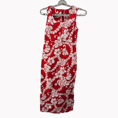 Hilo Hattie Womens Size 4 Red White Floral Hawaiian Dress Sleeveless Island - Image 1 of 4