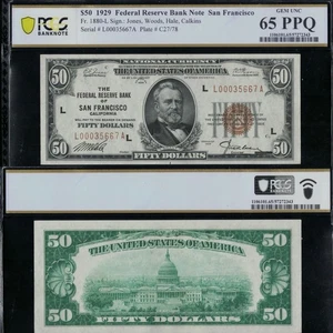 SC 1929 $50 Fr.1880-L San Francisco, CA FRBN PCGS 65 GEM UNC (667A) - Picture 1 of 4