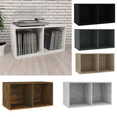 Vinyl Aufbewahrungsbox Holzwerkstoff Schallplatten Regal Kiste mit 2 Fächern - Bild 1 von 4