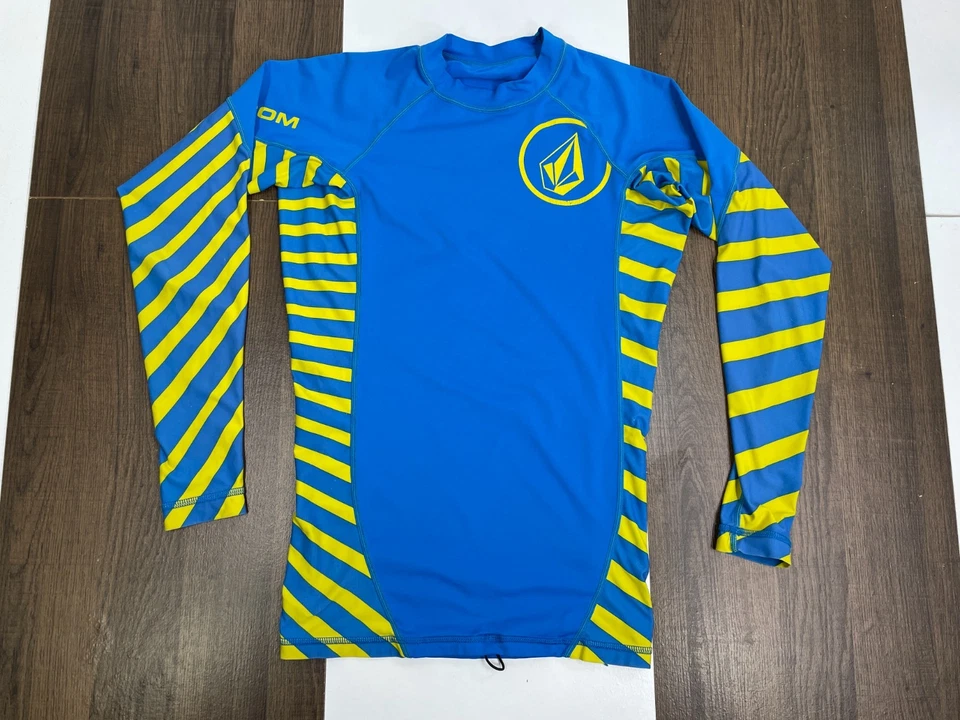 Volcom мужской S синий сжатия верхний длинным рукавом пикирования рубашка купальный костюм Rash Guard - Изображение 1 из 4