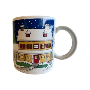 Taza de café vintage de Japón escena de invierno muñeco de nieve y nieve 8 oz - Imagen 1 de 6