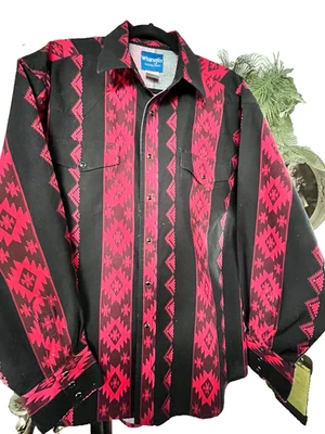 Vintage Wrangler Western Aztec  Brushpopper Shirt X-Long Tails Size XL - Image 1 of 4