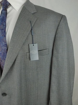 Pronto Uomo Mens 54L  2Button Gray Houndstooth Wool Jacket Blazer Sport Coat - Image 1 of 4