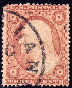 #26A 3¢ 1857-1860 Plated 64R10e Dull Rose Claret Cleveland Ohio ccl. - Picture 1 of 1