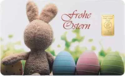 Goldbarren 1 Gramm 999.9  Gold  Frohe Ostern  Heimerle + Meule  FineCard - Bild 1 von 4