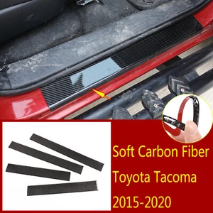 4×Soft Carbon Door Sill Scuff Plate Guard Cover Fit For Toyota Tacoma 2015-2020 - Picture 1 of 9