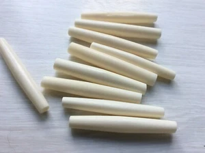 Bone Hair Tubes craft Jewellery Making Beads 6 Natural Cream 50 mm Long 3mm Hole - Picture 1 of 4