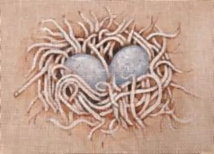Needlepoint Handpainted Share Ones Ideas Small Birds Nest 8x7 - Picture 1 of 1
