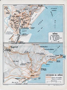 DZ Bône Annaba 1911 pt. plan ville + carte orig. + guide (4 p.) Seraïdi Hippone - Picture 1 of 2