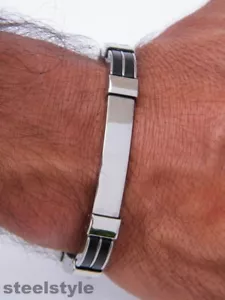 STAINLESS STEEL 316L BRACELET SILVER GLOSS MEN'S JEWELLERY BRACELET G2 - Picture 1 of 7