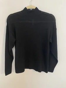 ST. JOHN Sportswear Knit Mock Turtle Neck Top Black Back Zip Long Sleeve - Picture 1 of 6