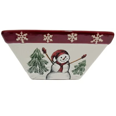 St Nicholas Square Yuletide Square Bowl Snowmen 3 Cup Capacity 6"x6"x3" - Image 1 of 4
