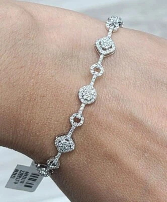 СДЕЛКА! Женский теннисный браслет из золота 14 карат с натуральными подлинными бриллиантами 1,60 карата 7 дюймов - Изображение 1 из 4