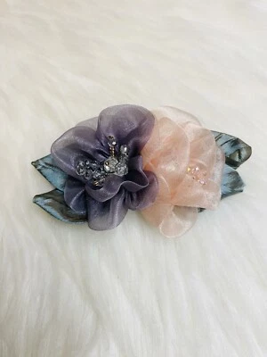 Mesh Flower Hair Clip Barrette Pink Purple Women Fashion Accessories New - Image 1 of 4