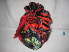 Multicolored Black w/ red trimmed Drawstring Pouch EUC