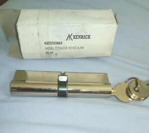 New Kenrick Door Lock Nickel keyed alike Cylinder (50/50mm) Nickel With 3 keys