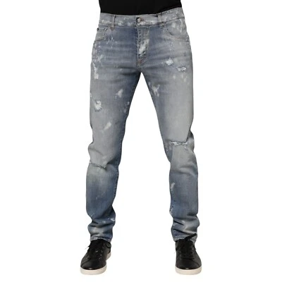 Dolce & Gabbana Vaqueros Algodón Azul Rasgada Ajustado Hombre IT50 / W36/L - Imagen 1 de 4