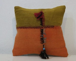 30x30cm Pillow Case,Orenge pillow WoolKilim Pillow Cover Cushion Cover 12''x12'' - Picture 1 of 4