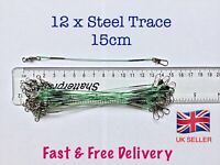 NEW 3 x Mustad 49 Strand Carbon Steel Wire Trace Leader Pike 15lb 7kg  6" 15cm