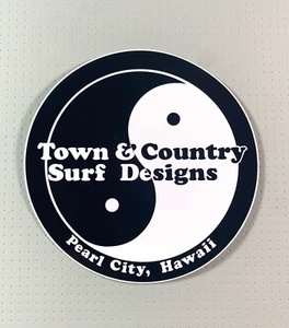 T&C Town & Country Surf Designs Hawaii Sticker 5 inches White/Black sk8 - Picture 1 of 1