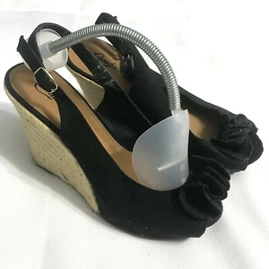Candie's Damen Keilabsatzschuh schwarz mit Sackleinen Keilabsatz Größe 7,5 - Bild 1 von 6