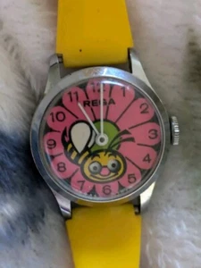1969 Rega Israel Bumble Bee Girls Wind Up Watch Not Working Condition - Picture 1 of 9