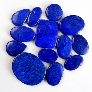 Lotto 13 pezzi pietre preziose cabochon lapislazzuli blu naturale 370 ct 22x13-37x30 mm #14081 - Foto 1 di 8