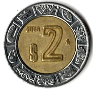 2005 Mexicano 2 pesos ~ BIMETÁLICO ~ LO CALIFICAS ~ POR FAVOR MIRA EL ESCANEO stk 000 - Imagen 1 de 4