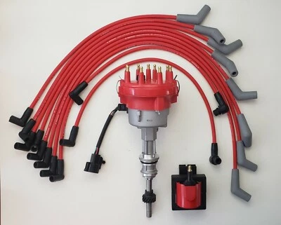 Ford 351 1990-1995 distribuidor EFI 5,8 L + BOBINA + CABLES BUJÍA ESPIRAL ROJO EE. UU. Foto 1 de 4