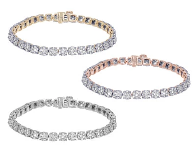 Brazalete Tenis Racimo Redondo 5 1/5 CT Diamante Real Oro 5.5MM 7.5" Foto 1 de 4