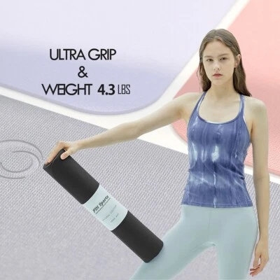 PRIVATE ISLAND HAWAII Yoga Sports Mat Ultra Grip Non-Slip Non-Toxic Reversible 6mm Thick Cushion 72X24