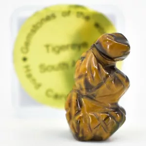 Pequeña estatuilla de serpiente miniatura con piedras preciosas ojo de tigre tallada a mano en China - Imagen 1 de 5