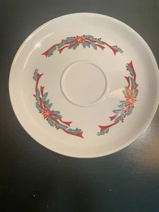 Tienshan Poinsettia & Ribbon Round Serving Platter Chip Dip Plate 11” Christmas - Picture 1 of 3