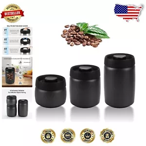 3-Pack Vacuum Coffee Canister Set - Airtight Stainless Steel Storage Containers - Picture 1 of 8