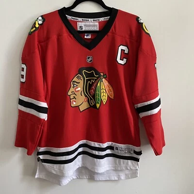 Jonathon Toews NHL Chicago Blackhawks Jersey #19 Home Red Youth Kid L/XL  Reebok - Image 1 of 4