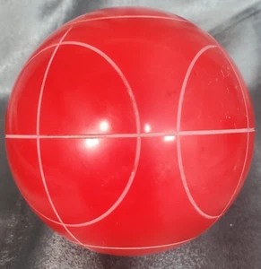Ersatz rote Boccia Kugel rund Muster Linien 4" Durchmesser 866 gr. - Bild 1 von 6