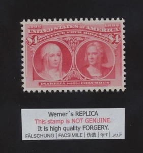 FALSIFICACIÓN - RÉPLICA DE WERNER - EE. UU. 1893 colombiano $4 - Sc 244 - Imagen 1 de 1