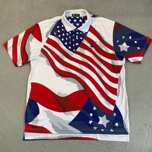 Robert Trent Jones Trail Collection Mens XL Golf Polo American Flag Patriotic - Picture 1 of 6