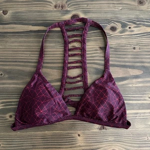 RVCA Damen-Bikinioberteil burgunderrot geometrisch Leiter hinten M Strand Bademode - Bild 1 von 3