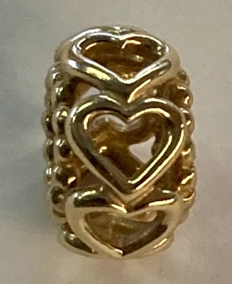 Beautiful PANDORA 14K Yellow Gold Lucky In Love Spacer Charm Retired Item#1G - Image 1 of 4
