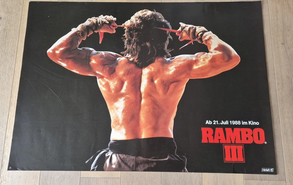 SYLVESTER STALLONE RAMBO 3 - A0 QUER VORANKÜNDIGUNGS KINO PLAKAT GLATT + GEROLLT - Bild 1 von 1