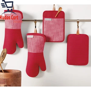 KitchenAid Set 4pz Guanto Porta Pentole e Guanto Resistente al Calore Antiscivolo Lavabile - Foto 1 di 10