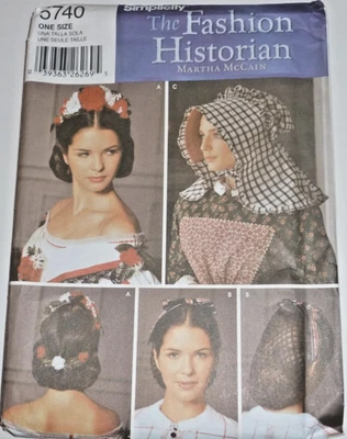 Victorian Edwardian Historical Prairie Hats Bonnet Snood Costume Sewing Pattern - Image 1 of 4