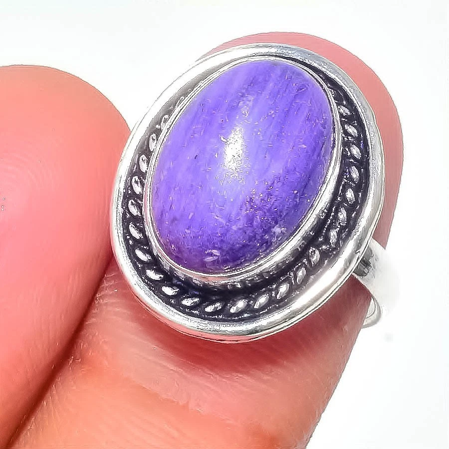Purple Charoite Gemstone Handmade 925 Sterling Silver All Size Ring For Gift - Image 1 of 1