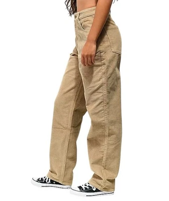 Empyre Zumiez Tori Corduroy Loose Fit Women’s Logo Tan Skate Pants Sz 5 - Image 1 of 4