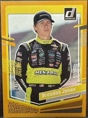 2024 Panini Donruss NASCAR Racing 43 Brandon Jones GOLD Parallel (Paper) #04/10 - Image 1 of 2