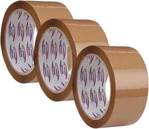 3x Heavy Duty Brown Packing Tape Rolls – Box Sealing Tape for Shipping, Moving, - Picture 1 of 12
