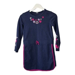 Gymboree Navy Blue Long Sleeve Sweatshirt Dress Floral Embroidery Girl's Sz 10 - Picture 1 of 8